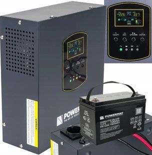 ДБЖ Powermat 1000ВА 800Вт чиста синусоїда + акумулятор Powermat 12В 100Ач (Польща) PM1222+ фото