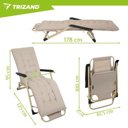 Складаний садовий шезлонг 60x177x30 см Trizand 27553 mx9850 фото