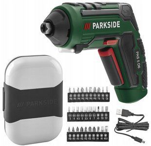 Акумуляторна викрутка Parkside PAS 5 D5 шуруповерт з насадками 4 V, 1500 mAh, 10 Nm, Німеччина mx9646 фото