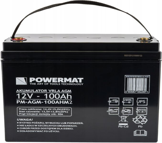 ДБЖ Powermat 1500VA 1200W чиста синусоїда + акумулятор AGM 100Ah (Польща) PM1223+ фото