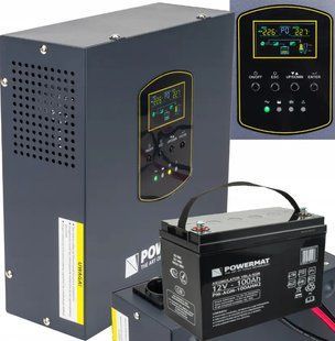 ДБЖ Powermat 500ВА 300Вт чиста синусоїда + акумулятор Powermat 12В 100Ач (Польща) PM1220+ фото